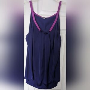 Tinley Road Navy Blouse with Magenta Accents